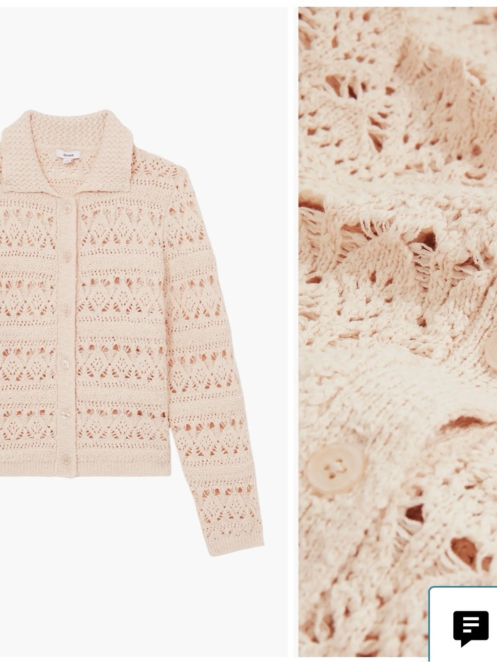 Reiss Cindy Crochet Cardigan - Cream - Picture 9 of 9